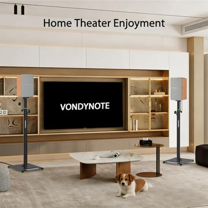Vondynote Bookshelf Speaker Stands Pair 31"-50" Floor Speaker Stands | Height Adjustable, Floor Speaker Stands, For Rear Surround Sound Speakers, Cable Management