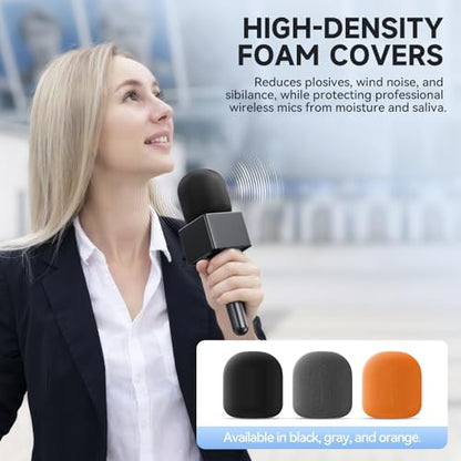 MELONARE Handheld Mic Holder for Wireless Lavalier Mics MH-30 | Foam Cover, Mic Handle Adapter, Compatible with DJI/RODE/Hollyland/BOYA, Interviews, Outdoor Recording