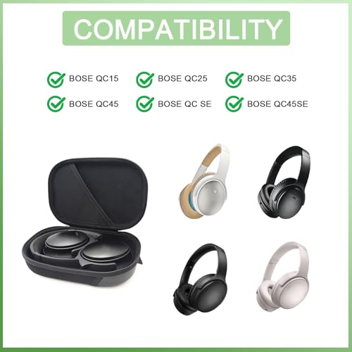 Headphone Headset Hard Case Compatible with Bose QuietComfort QC Ultra QC45 QC35 QC25 QC15 QCSE, Wireless Noise-canceling Headphone case with Cable Storage,Travel Storage Bag