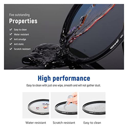 Neewer 77mm Polarizing Filter 30 Layer Multi Resistant Nano Coatings Circular Polarising Filter(CPL) Reduce Glare/Enhance Contrast/Ultra Slim/Reduces Reflection/HD Optical Glass Polarizer Filter - size: 77mm