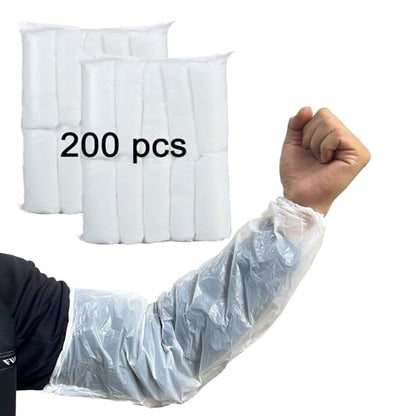Disposable Oversleeves Covers, 200PCS Plastic Arm Sleeves Covers for Painting Repairing Cleaning Tattooing - White - color: White