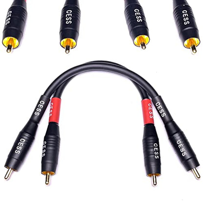 CNCESS Waterproof RCA Male to Male Cable, 2-Pack (6 Inches) - size: 6 IN