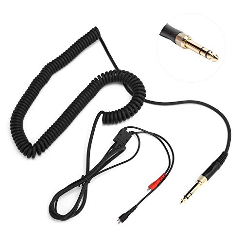 Headphone Coiled Audio Cable with 3.5mm to 6.35mm Adapter, Replacement Cable for Sennheiser HD25 HD560 HD540 HD430 HD250, Oxygen - Free Copper Twisted Pair for HD Sound