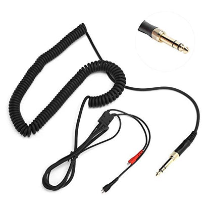 Headphone Coiled Audio Cable with 3.5mm to 6.35mm Adapter, Replacement Cable for Sennheiser HD25 HD560 HD540 HD430 HD250, Oxygen - Free Copper Twisted Pair for HD Sound