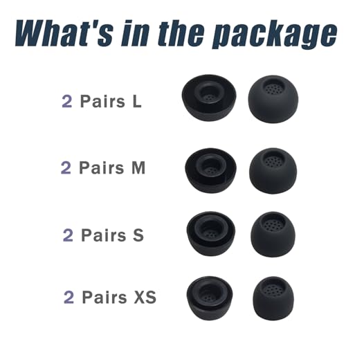 8 Pairs Earbud Tips for Sennheiser Momentum True Wireless 4 - Noise Isolating Replacement Ear Tips Momentum TWS 4 (XS/S/M/L), Black - color: Black-Silicone