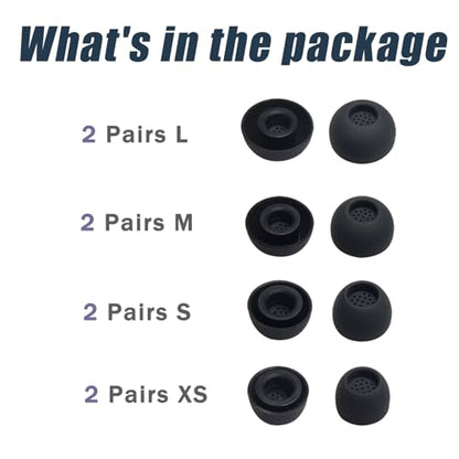 8 Pairs Earbud Tips for Sennheiser Momentum True Wireless 4 - Noise Isolating Replacement Ear Tips Momentum TWS 4 (XS/S/M/L), Black - color: Black-Silicone