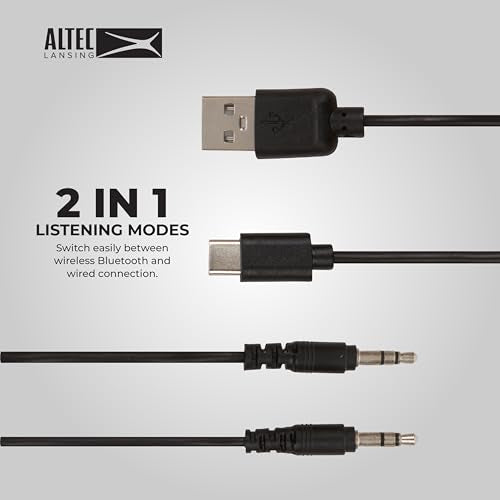 Altec Lansing Nanophones ANC 2.0, Wireless Over Ear Bluetooth Headphones with Noise Cancelling, 30 Hr Battery, Foldable Design, USB-C Charging, Voice Assistant Compatible (Metalic Blue)