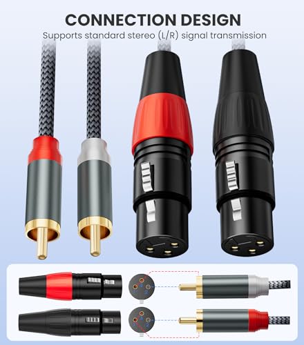 Dual XLR Female to Dual RCA Male HiFi Audio Cable, 3.3FT - size: 3.3FT