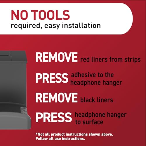 Command Headphone Hanger, Black, 1 Hook, 4 Large Strips - color: Black