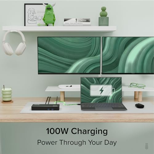 Plugable 12-in-1 USB C Triple 4K Docking Station, Three Displays with 3X HDMI or DisplayPort, Compatible with Mac M1 - M5 & Neo, Windows, Thunderbolt, USB4, USB-C (100W PD, 6X USB Ports, Ethernet)