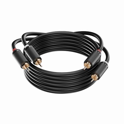 3.5mm Aux to RCA Cable 10FT, 2Pack, Black, 1/8 Aux Male to Dual RCA Male Stereo Y Splitter Cord, 24K Gold-Plated, Compatible with Television, PC, Smartphone, Dot, Tablet and Speaker - size: 10 FT, style: Black, 2 Pack