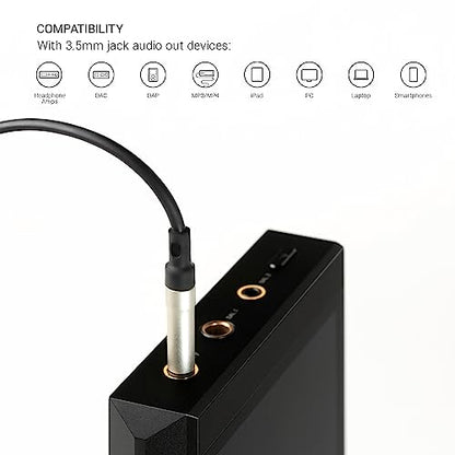MEZE AUDIO | 1.2m Cable with Mic & Remote for 99 Classics Walnut Silver | 3.5mm Male to Dual TS Mono 3.5mm Male Connector Plug | Kevlar Reinforced Fabric | Oxygen-Free Copper