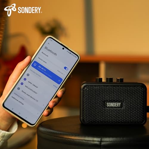 Sondery Portable Mini Guitar Amp,Rechargeable 5W Small Electric Amplifier | With Overdrive/Clean Effects and Bluetooth,Two Speakers,For Practice and Traveling,Black - color: Black