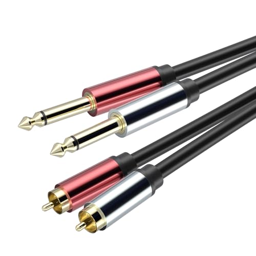 RCA to 1/4 Cable, Dual 1/4 inch TS to Dual RCA Stereo Audio Interconnect Cable, Gold Plated Heavy Duty 2X 6.35mm 1/4 inch Male TS to 2 RCA Male Adapter Cable (Style A, 3Feet) - size: 3Feet, style: style A