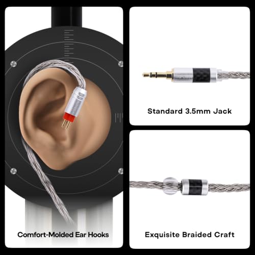 Linsoul Tripowin Zonie 16 Core Silver Plated IEM Cable, 2m Length | Extended Earbud Cord, HiFi Wired Earbuds Earphone Cable, in Ear Monitor Wire for Audiophile Musician, 2Pin - style: 2Pin
