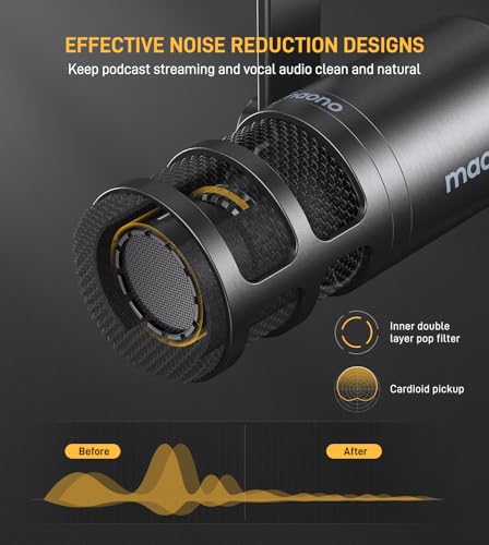 MAONO PD100S XLR Podcast Microphone, Cardioid Studio Dynamic Metal Boom Mic | Compatible with Audio Interface, Audio Mixer, Sound Card for Vocal Recording, Streaming, Voiceover, Music, Content Creation