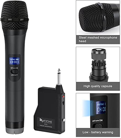 Wireless Microphone, Handheld Dynamic Microphone Wireless mic System for Karaoke Nights and House Parties to Have Fun Over The Mixer,PA System,Speakers-Fifine Technology K025 | Wireless Mic for Mixer, PA System, Speakers