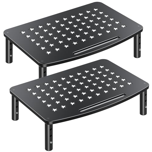 Zimilar 2 Pack Monitor Stands Risers, 3 Height Adjustable Monitor Riser | for Laptop, Printer, iMac, PC, Premium Metal Monitor Stand Riser for 2 Monitors