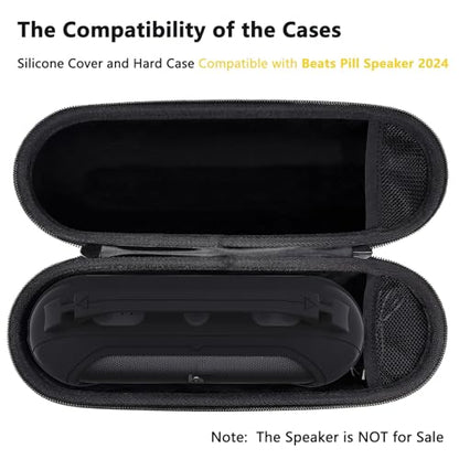 Silicone Cover and Hard Carrying Case for Beats Pill 2024 Bluetooth Speaker | Protective Cover Case for Beats Pill Speaker Accessories, Scratch-Resistant and Drop-Proof Cover (Black Case) - color: Black Case