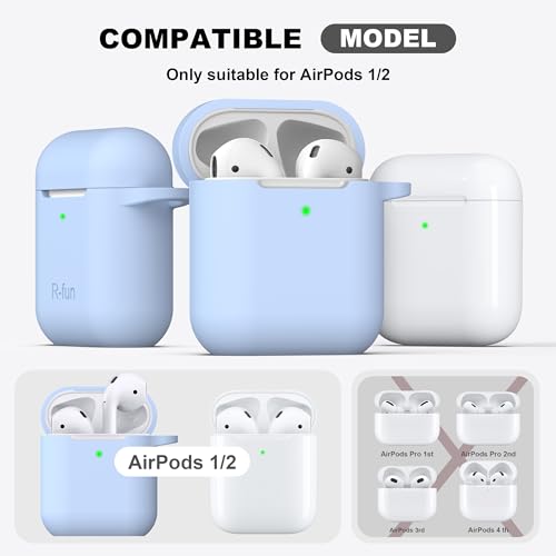for AirPods 2nd/1st Case Silicone Cover, Sky Blue | Compatible with Apple AirPods 2nd/1st (2019/2016) Generation with Keychain & Cleaner Kit, Wireless Charging Compatible - color: Sky Blue