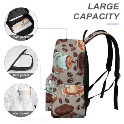 Travel Backpack for Women Men Carry On Backpack Coffee Collection Laptop Bag Lightweight Casual Daypack - color: Coffee and Sweets Sugar Chocolate