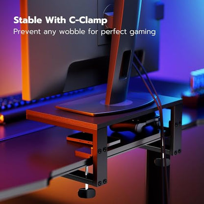 ARES WING Clamp-On Desk Extender Monitor Shelf, 15x9.8 up to 44lbs | Desktop Riser for Office/Gaming，Space Booster，Freestanding or Clamp Mount，No Drill Desktop Organizer，Black - size: 15“, style: no hook