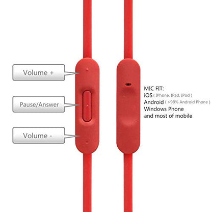 Replacement Audio Cable Cord Wire with in-line Microphone and Control Compatible with Beats Headphones Solo, Studio, Pro, Detox, Wireless, Mixr, Executive Headphones(Red) - color: Red