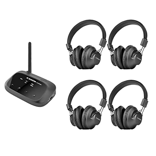 Avantree Quartet - Four Wireless TV Headphones with Transmitter | Group listening system with four headphones, no lip-sync delay, and. - style: Quartet