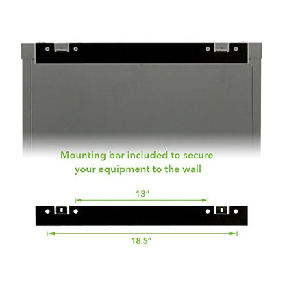 NavePoint 15U Wall Mount Audio Video A/V Rack Cabinet Glass Door Lock Casters and Shelves