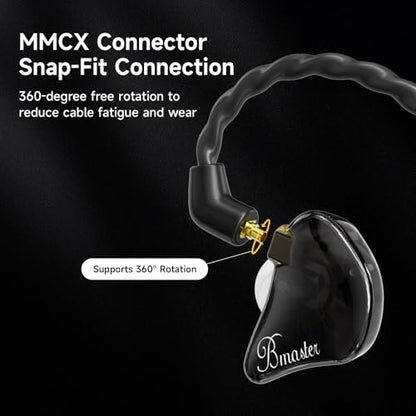 BASN SC100 OFC Silver-Plated Upgrade Headphone Cable, Black | 4N MMCX Replacement Earphone Cable, 3.5mm Audio Jack for Musician Audiophile - color: black, size: without mic