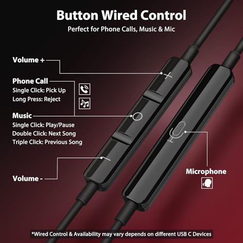 Jiunai Wired Earbuds 3.5mm Headphones in Ear Built-in Mic Red Black | Magnetic Noise Isolated Stereo Hands Free Wired Ear Buds for CD Player Laptop Airplanes Travel iPhone/iPad/Android School