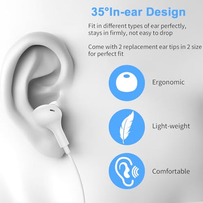 USB Earbuds with Microphone for PC Laptop,Wired USBA Headset,White | in Ear Buds Noise Isolating Light Laptop Earphones,Headphones with Mic for Dell HP Computer PC Office Zoom Work Gaming School - color: White