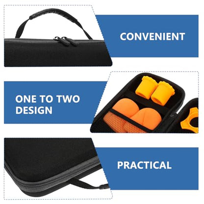 Portable Microphone Storage Bag with Dual Mic Compartment, Zippered Black Mic Carrier Case with 3pcs Orange Anti-slip Foam Set for Travel and Protection