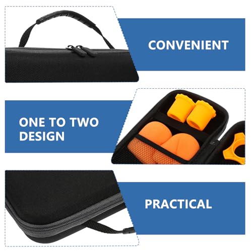 Hemobllo Shockproof Dual Microphone Carrying Case with Handle Large-capacity Mic Storage Bag for Travel Includes 2 Orange Non-slip Foam Covers and Protective Mic Tail Caps