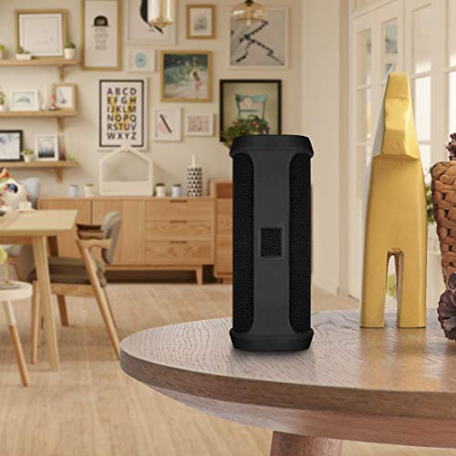 Linkidea Silicone Speaker Case Cover Compatible with JBL Flip 4 Waterproof Portable Bluetooth Speaker, Protective Soft Skin Sleeve, Travel Carrying Pouch (Black)