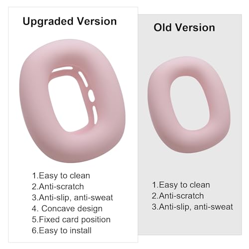 Adhiper Silicone Case Cover for AirPods Max Headphones, 4 Sets Upgraded Sweat Ear Pad Covers for Airpods Max Accessories, Sweatproof & Washable - Pink
