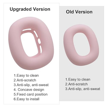 Adhiper Silicone Case Cover for AirPods Max Headphones, 4 Sets Upgraded Sweat Ear Pad Covers for Airpods Max Accessories, Sweatproof & Washable - Pink