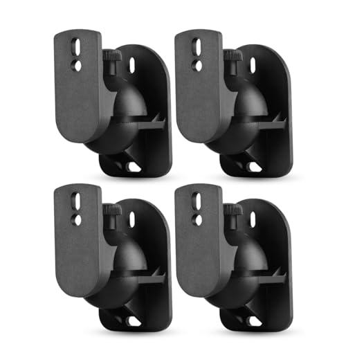 TNP Universal Satellite Speaker Wall Mount Bracket Ceiling Mount Clamp with Adjustable Swivel and Tilt Angle Rotation for Home Theater Surround Sound System Satellite Speakers - 4 Pack, Black - color: Black, size: 4 Pack