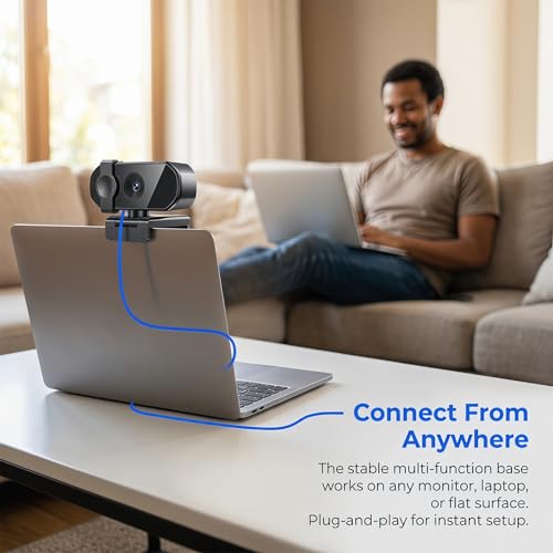 1080P HD Webcam with Privacy Cover USB Plug and Play Computer Camera with Dual Mic Desktop Cam for Video Calling Streaming - size: 1080P One size fits all