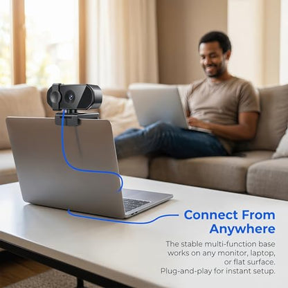 1080P HD Webcam with Privacy Cover USB Plug and Play Computer Camera with Dual Mic Desktop Cam for Video Calling Streaming - size: 1080P One size fits all