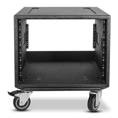 Sound Town 8U PA/DJ Rack/Road Case with 8-Space, Industry-Grade 0.7" (18mm) Plywood with Polyurea Coating, Rain Cover, Casters, 21.7" Rackable Depth - Pro Tour Grade (STRCP-8UW) - size: 8U with 21.7" Depth, Rain Cover, Casters