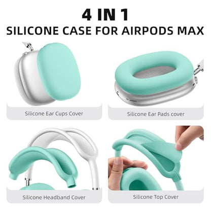Lerobo Case Cover for AirPods Max Headphones, Soft Silicone Earcup/Anti-Scratch Earpad Case Cover/Headband Cover, Accessories Protective Cover for Apple AirPods Max2024/2020（Turquoise） - color: Turquoise