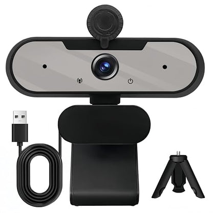 USB HD 1080P Video Webcam and Wide Angle Camera with Built-in Microphone and Rotatable Tripod,for Laptop Computer or Desktop PC,Great for Live Streaming.Calls.Video Conferencing - 1(Grey)