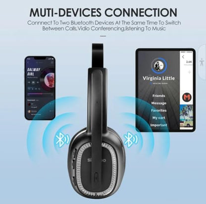 Sindoo JH-101 On-Ear Trucker Bluetooth Headset (AI Noise Cancelling) Microphone, Lightweight,Wireless Headset for Work PC/Computer/Laptop/Work from Home/Office/Call Center/Teams/Zoom/Truckr