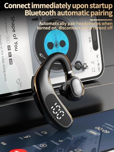 Single Ear Bluetooth Headset with Noise Canceling Microphone, 24H Talk Time Hands-Free Wireless Earpiece for Driving, Office (Blue) - color: Blue