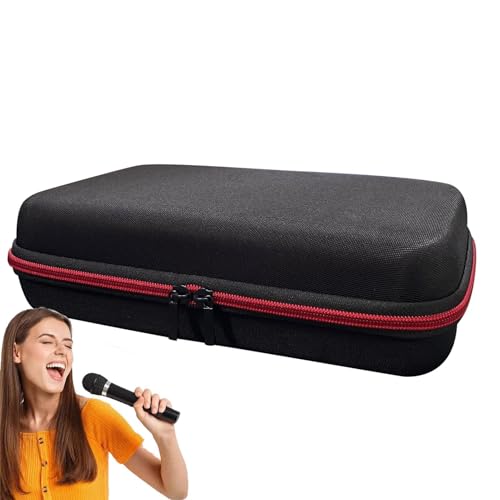 2 Slots Wireless Microphone Carrying Case, Travel Microphone Bag with Handle/Mesh Pocket for Accessories, EVA Hard Shell Microphone Storage Case Organizer for Wireless Mic System Handheld Microphones