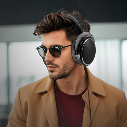 Yo-Tronics YTH-880 Wired Over-Ear Headphones, Hi-Res Studio Monitor, 50mm Driver 3.5/6.3mm Wired Audio Jack with 9.8ft Cable for Electronic Drum Stereo Deep Bass Keyboard Guitar, Black - color: YTH-880 EDM
