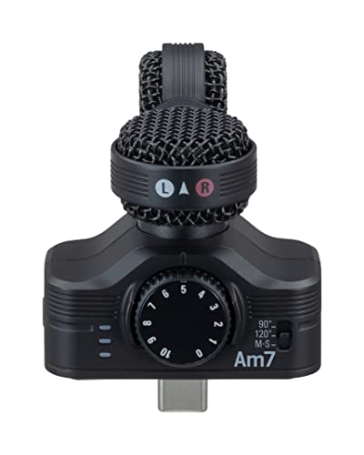 Zoom Am7 USB-C Stereo Microphone for Music, Video & Interview on Android with Mid-Side Stereo & Rotatable Capsule for Camera Alignment