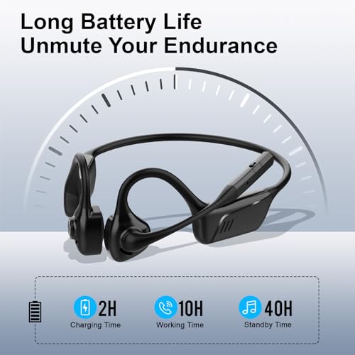 Open-Ear Headphones with Mic, Bluetooth Headphones,Truck Driver Headset | Wireless Bluetooth Headset with Noise Canceling Mic & Mute Button for Work Calls ，Sports, Drive and Meetings - color: BLACK