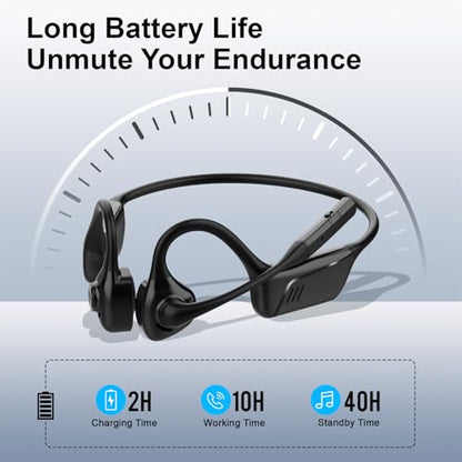 Open-Ear Headphones with Mic, Bluetooth Headphones,Truck Driver Headset | Wireless Bluetooth Headset with Noise Canceling Mic & Mute Button for Work Calls ，Sports, Drive and Meetings - color: BLACK